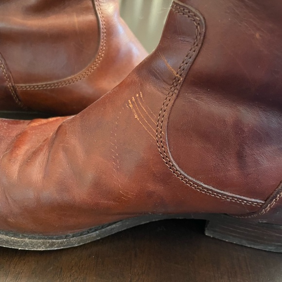 Frye Brown Leather Boots, cowboy style, zip and snap closure, size 7. - Picture 5 of 7